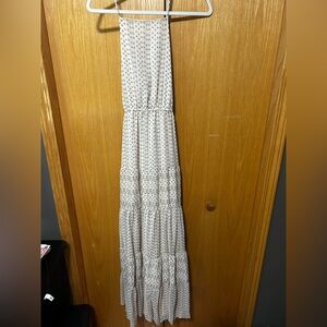 Elegant White Polka Dot Maxi Dress